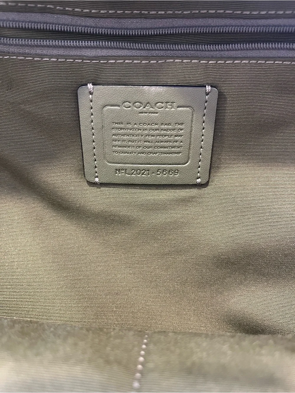 Coach Olive Green Pebbled Leather Backpack